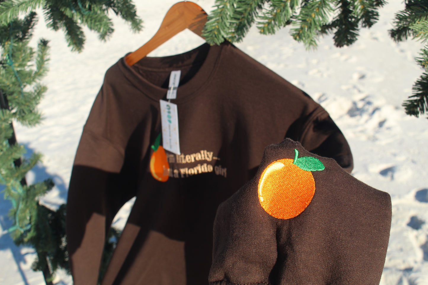 "I'm literally... just a Florida girl" Gildan Crewneck Sweatshirt in Dark Chocolate