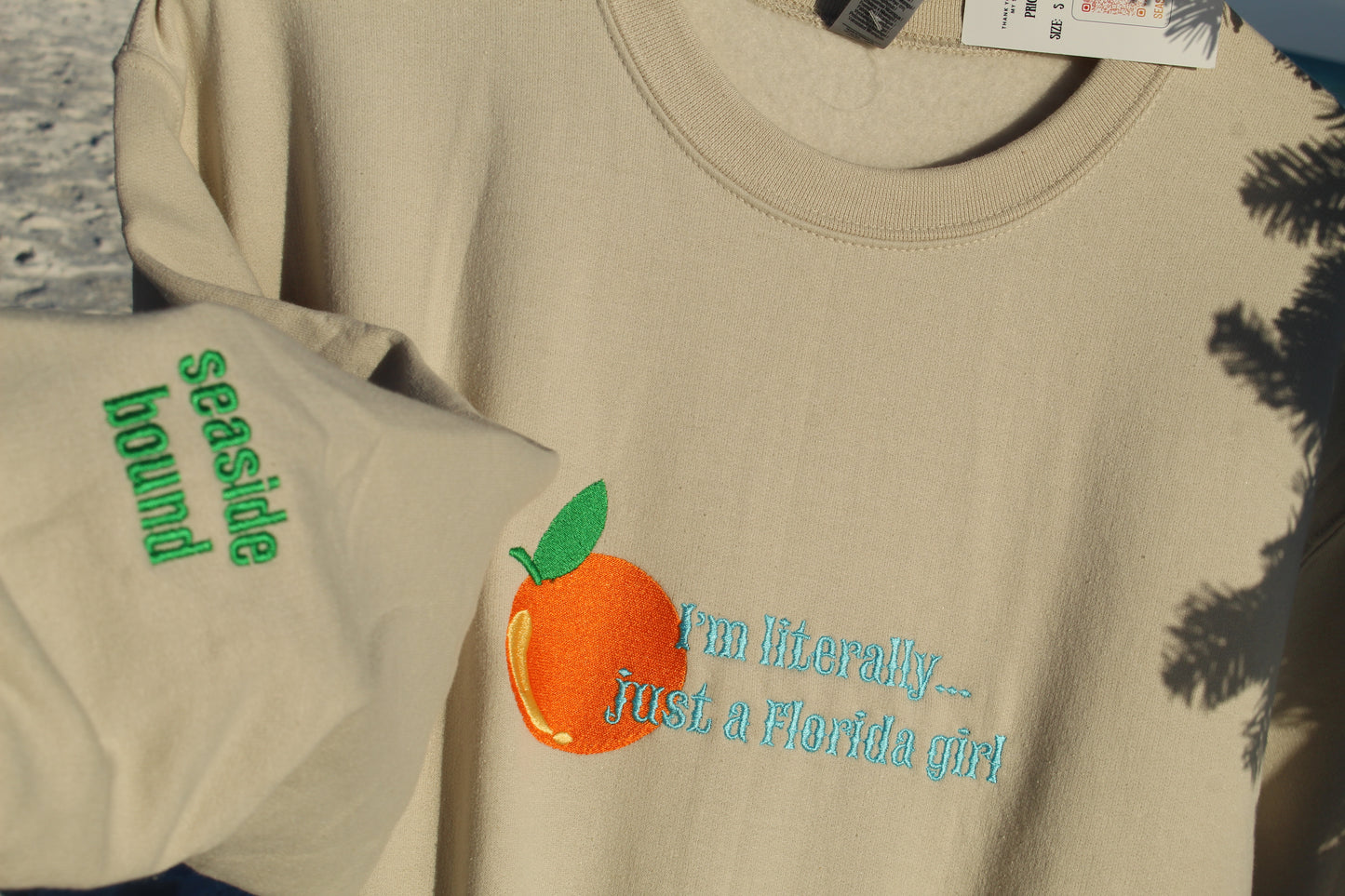 "I'm literally... just a Florida girl" Gildan Crewneck Sweatshirt in Sand