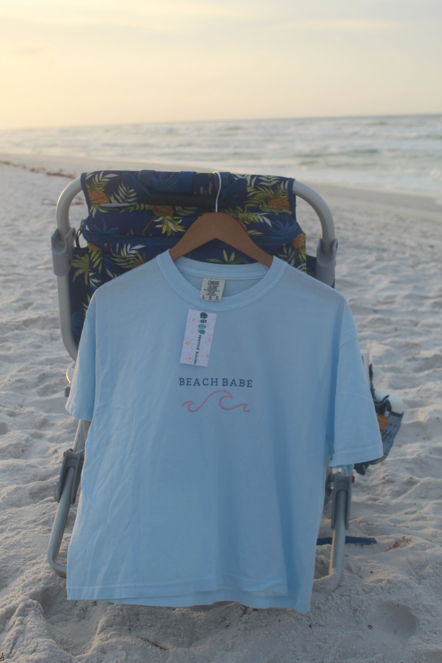 Comfort Colors Boxy Tee in the Color Chambray- Beach Babe w/ Wave Summer Release