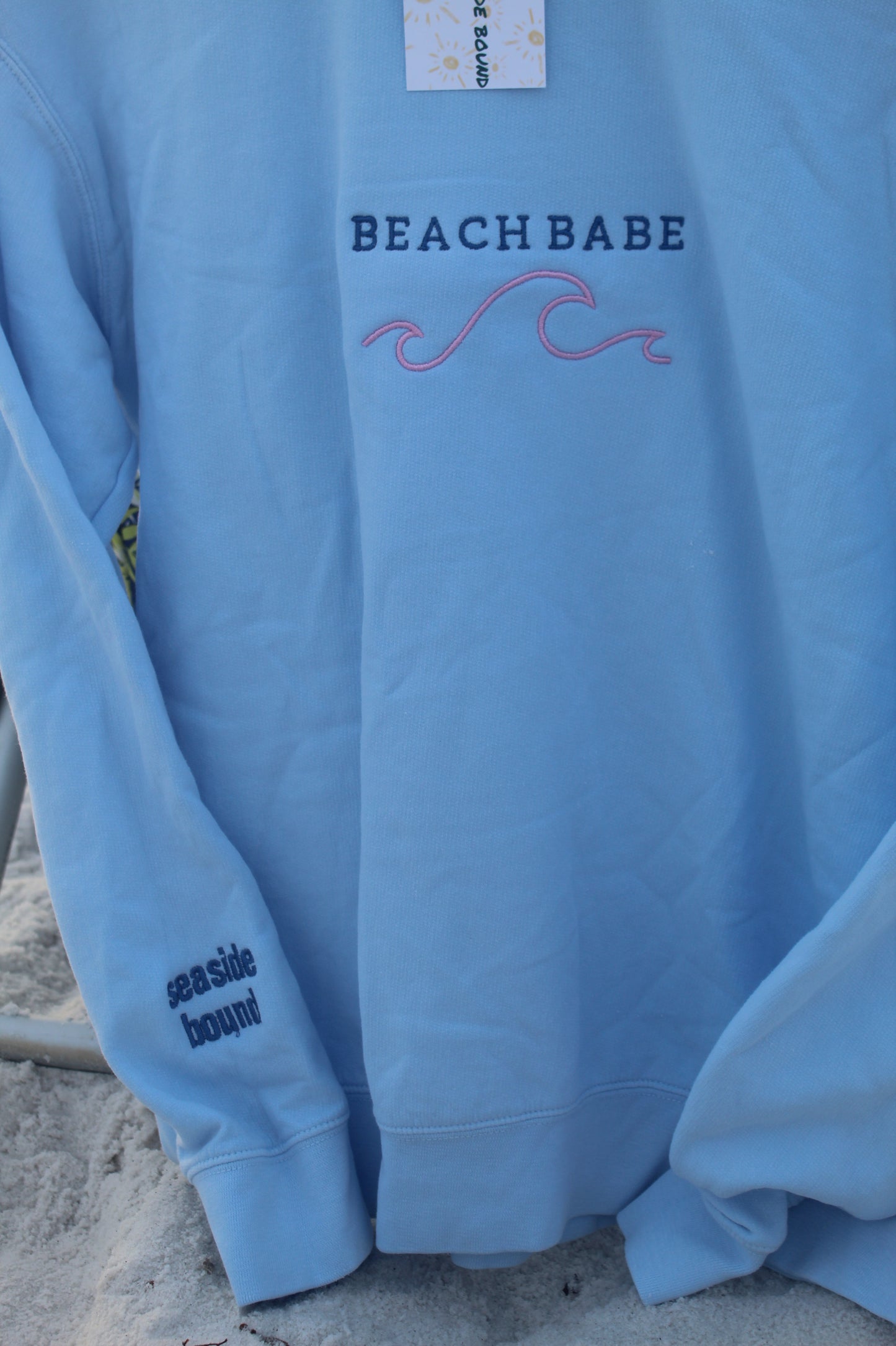 Comfort Colors Crewneck in the Color Hydrangea- Beach Babe w/ Wave Summer Release