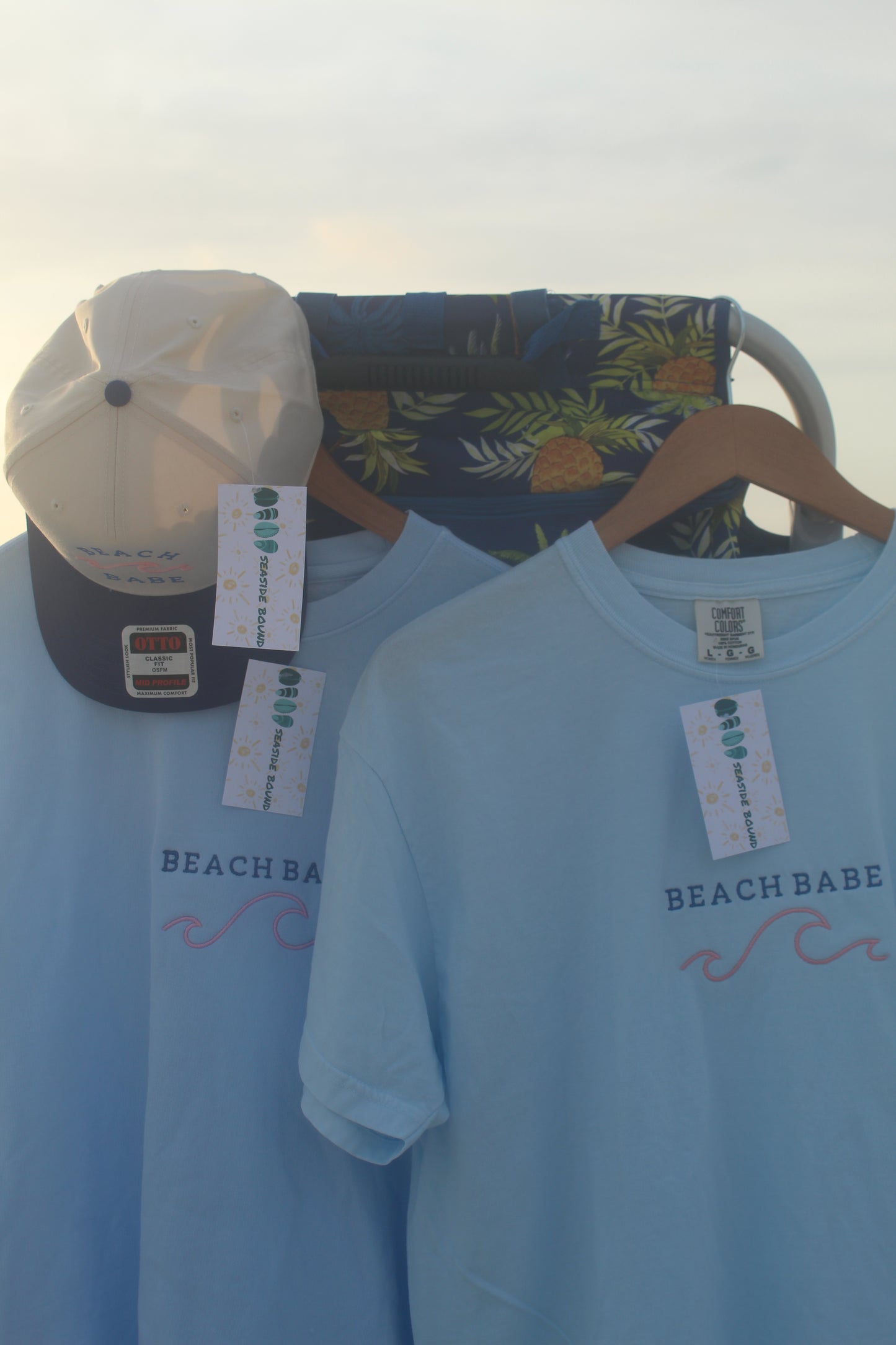 Comfort Colors Boxy Tee in the Color Chambray- Beach Babe w/ Wave Summer Release