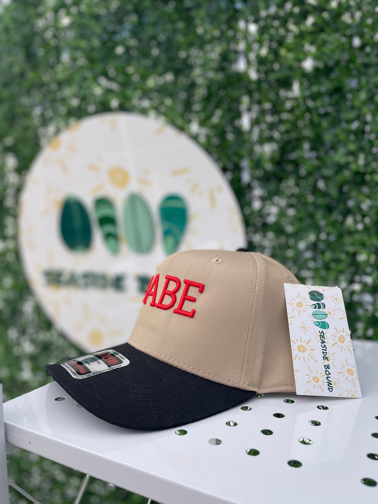 red "BABE" puff embroidery (higher centered on hat) two-tone canvas Otto 5 panel hat