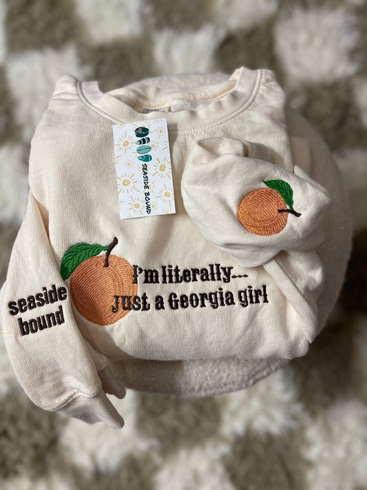 Comfort Colors Crewneck in the Color Ivory- Literally Just a Georgia Girl