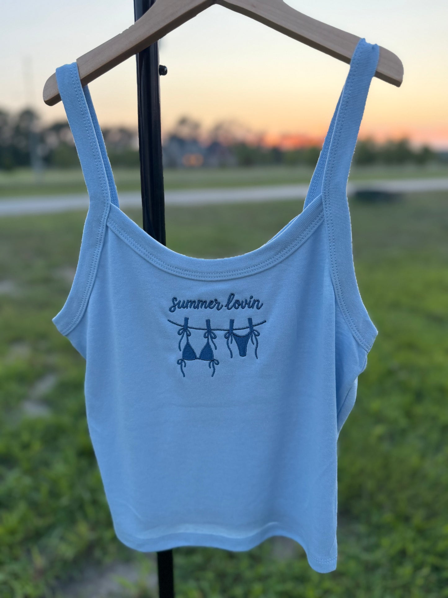summer lovin sphagetti micro rib sphagetti strap tank and baby tee