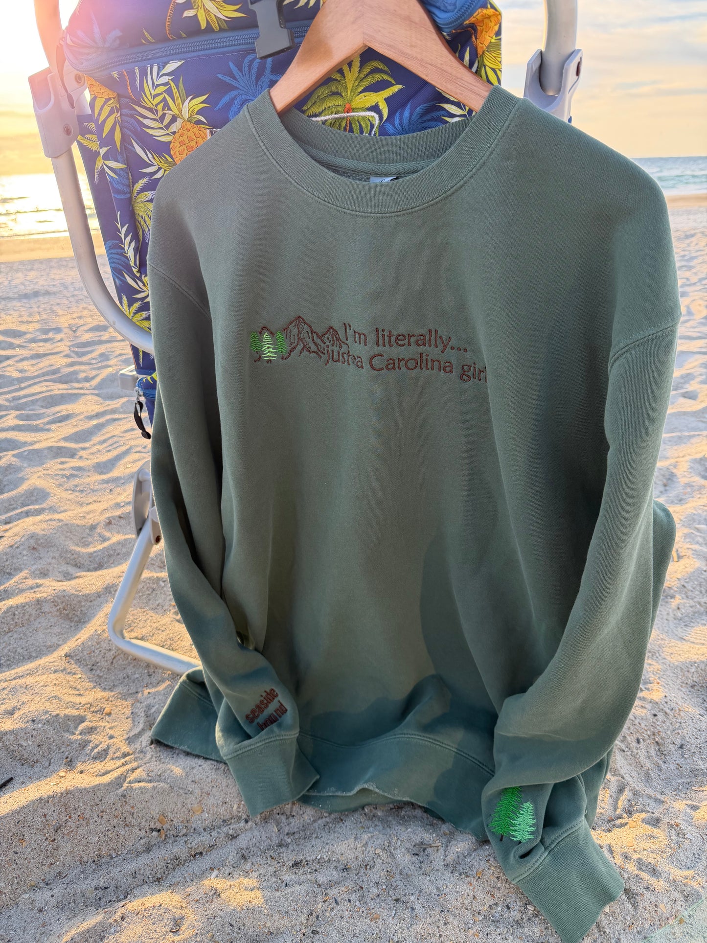 I’m literally just a Carolina Girl Crewneck in Pigment Alpine Green by Independent Trading CO