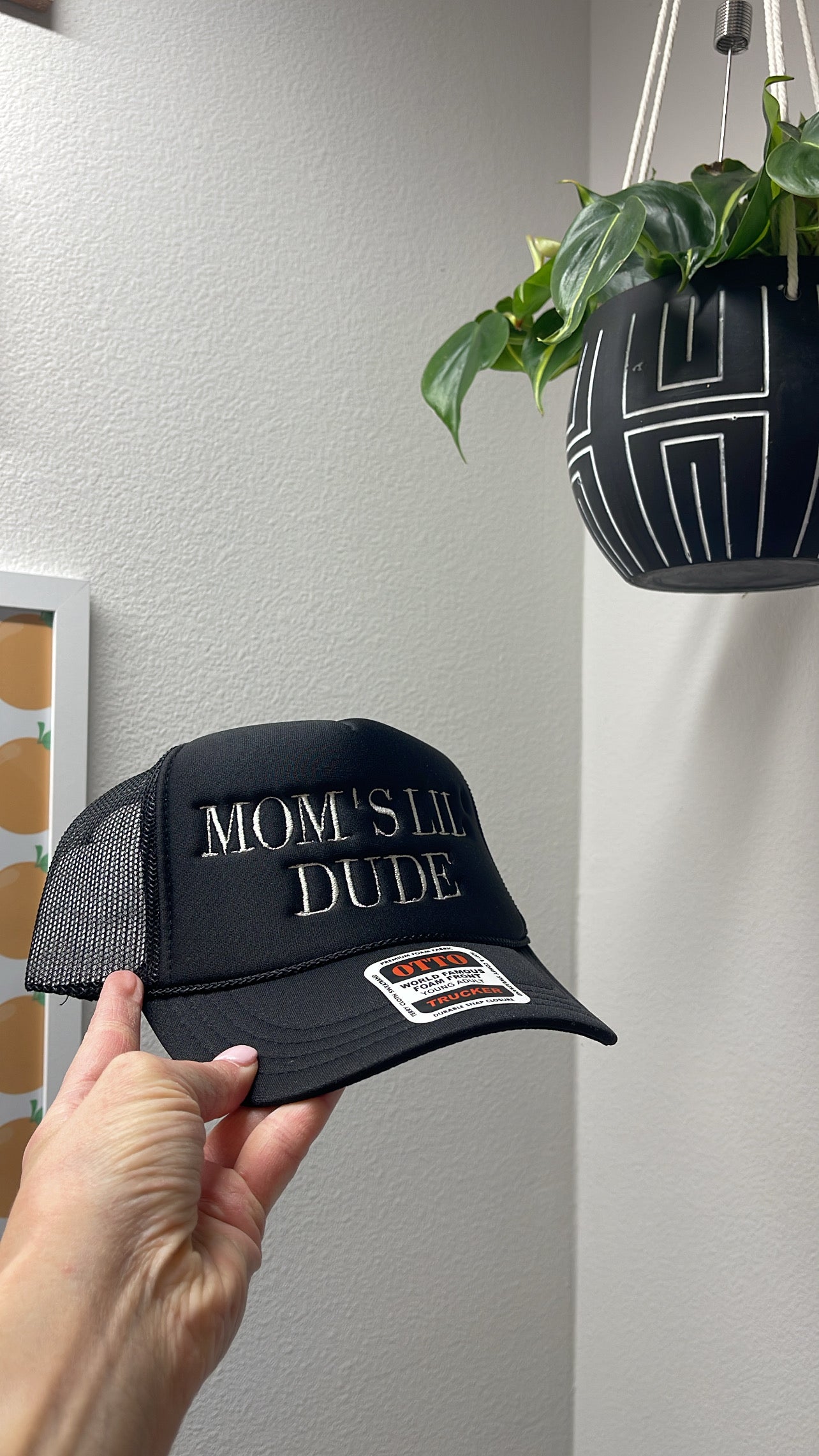 MOM’S LIL’ DUDE- Youth Black Otto Trucker Hat