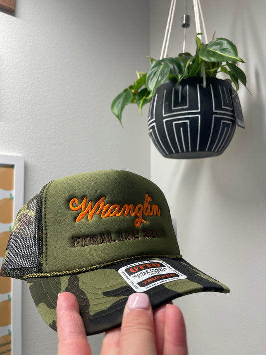Wranglin Feral Lil' Boys  - Camouflage Trucker Hat