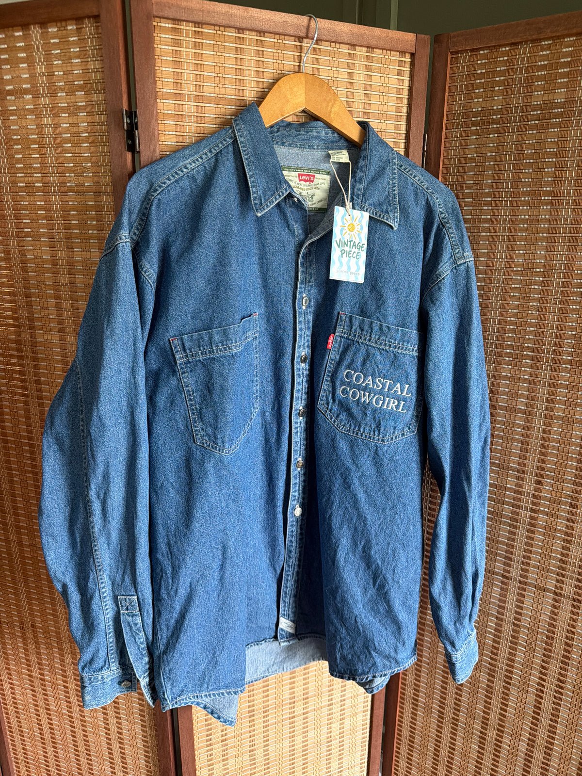 Vintage Dark Blue Coastal Cowgirl Button Down