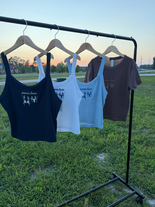 summer lovin sphagetti micro rib sphagetti strap tank and baby tee
