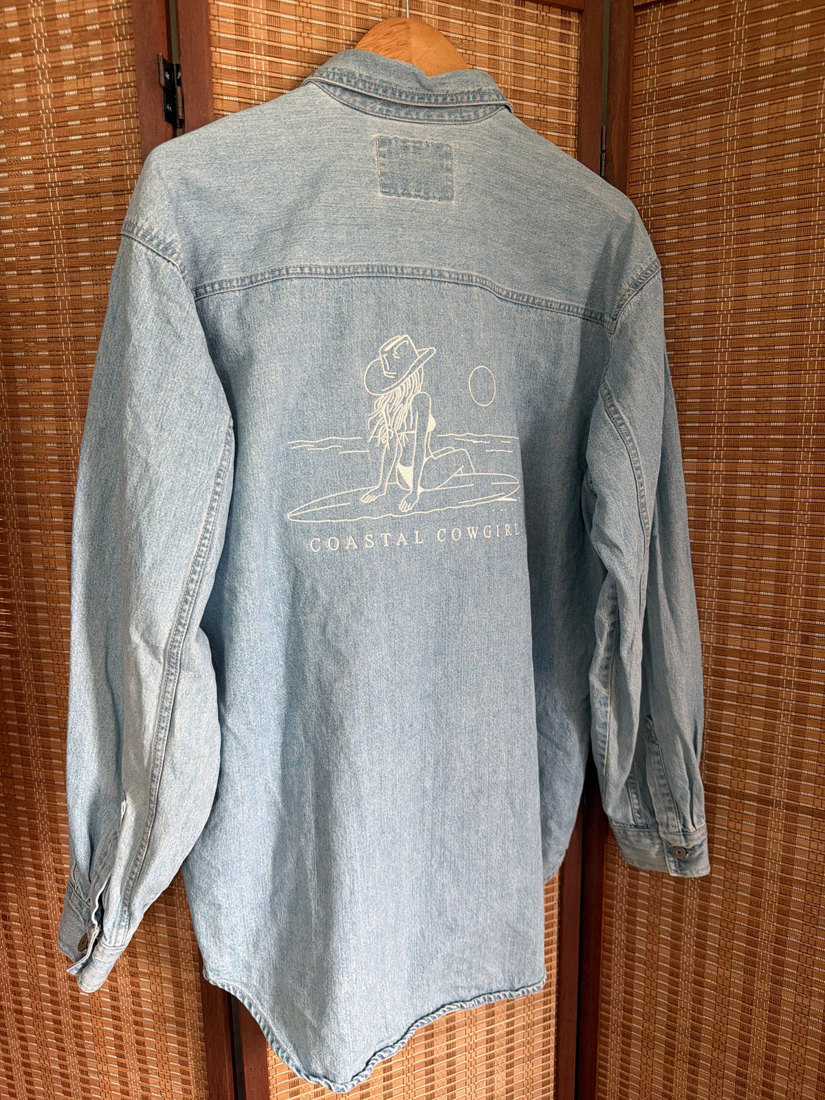 Light Blue Vintage Coastal Cowgirl Denim Button Down