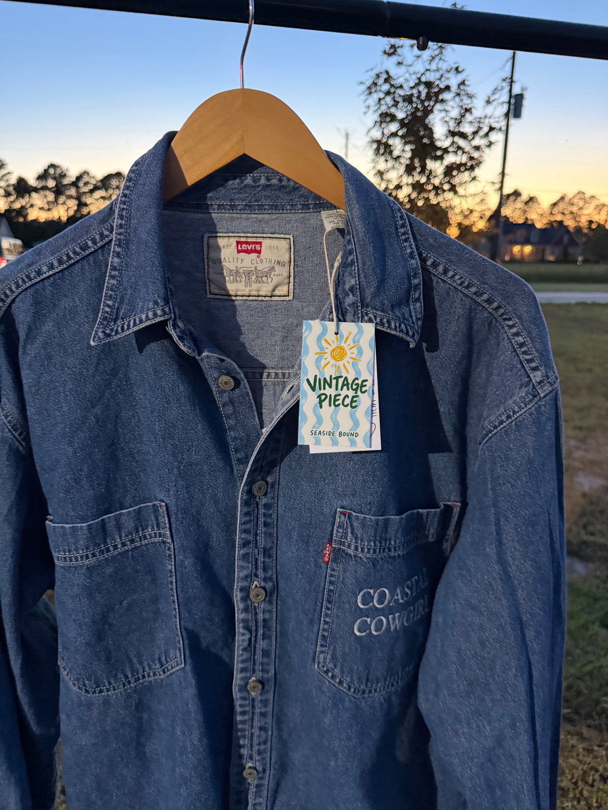 Blue Levi Vintage Denim Button Down Item #2