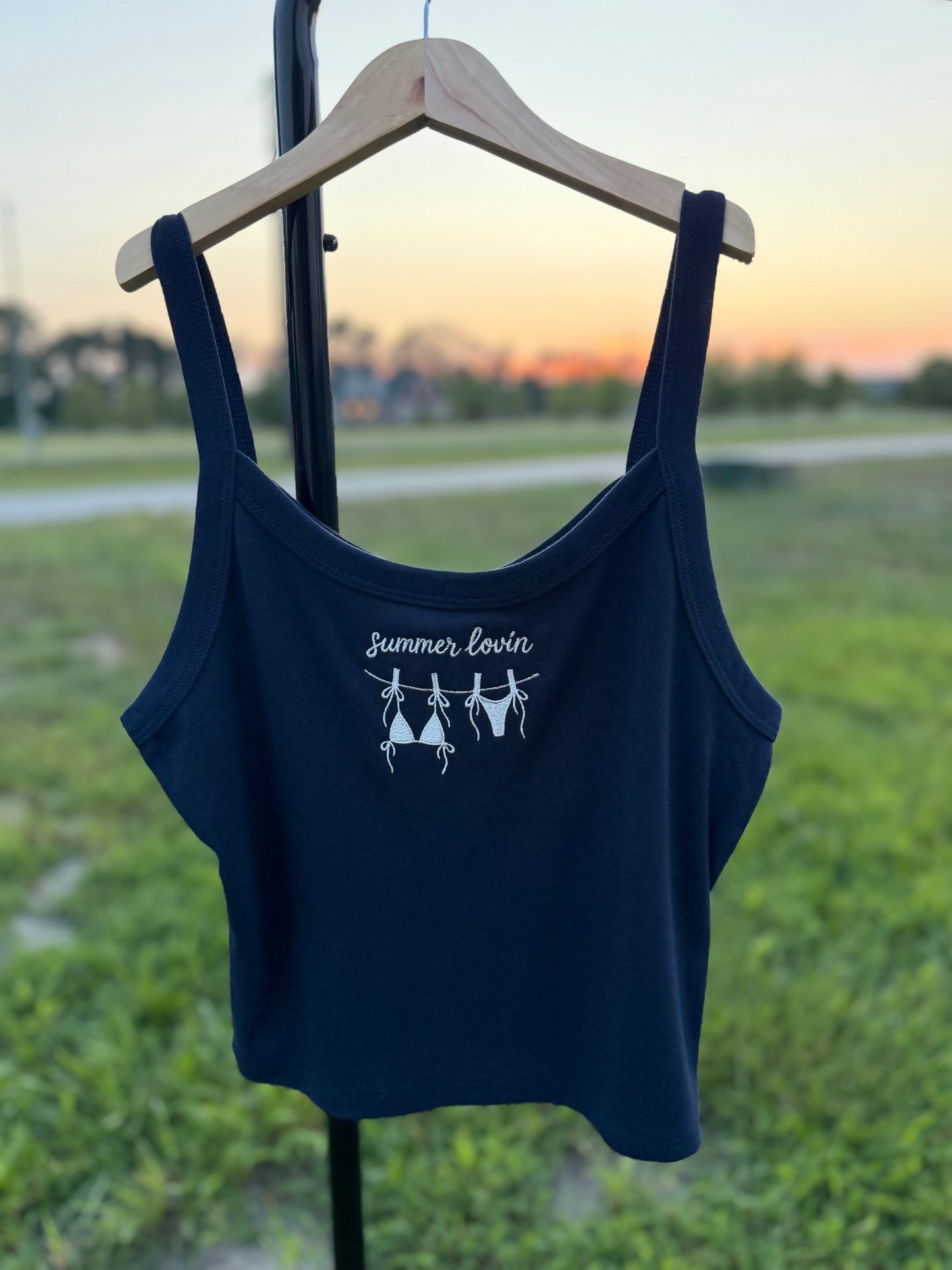 summer lovin sphagetti micro rib sphagetti strap tank and baby tee