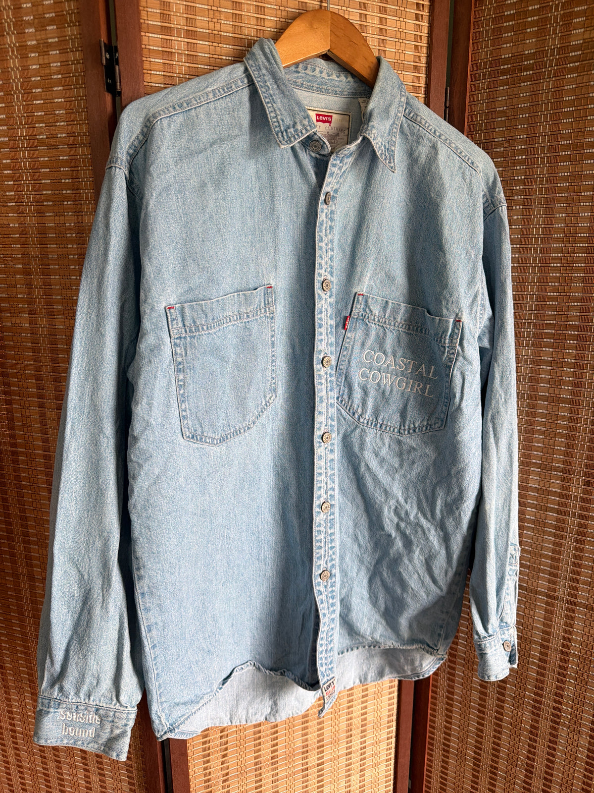 Light Blue Vintage Coastal Cowgirl Denim Button Down