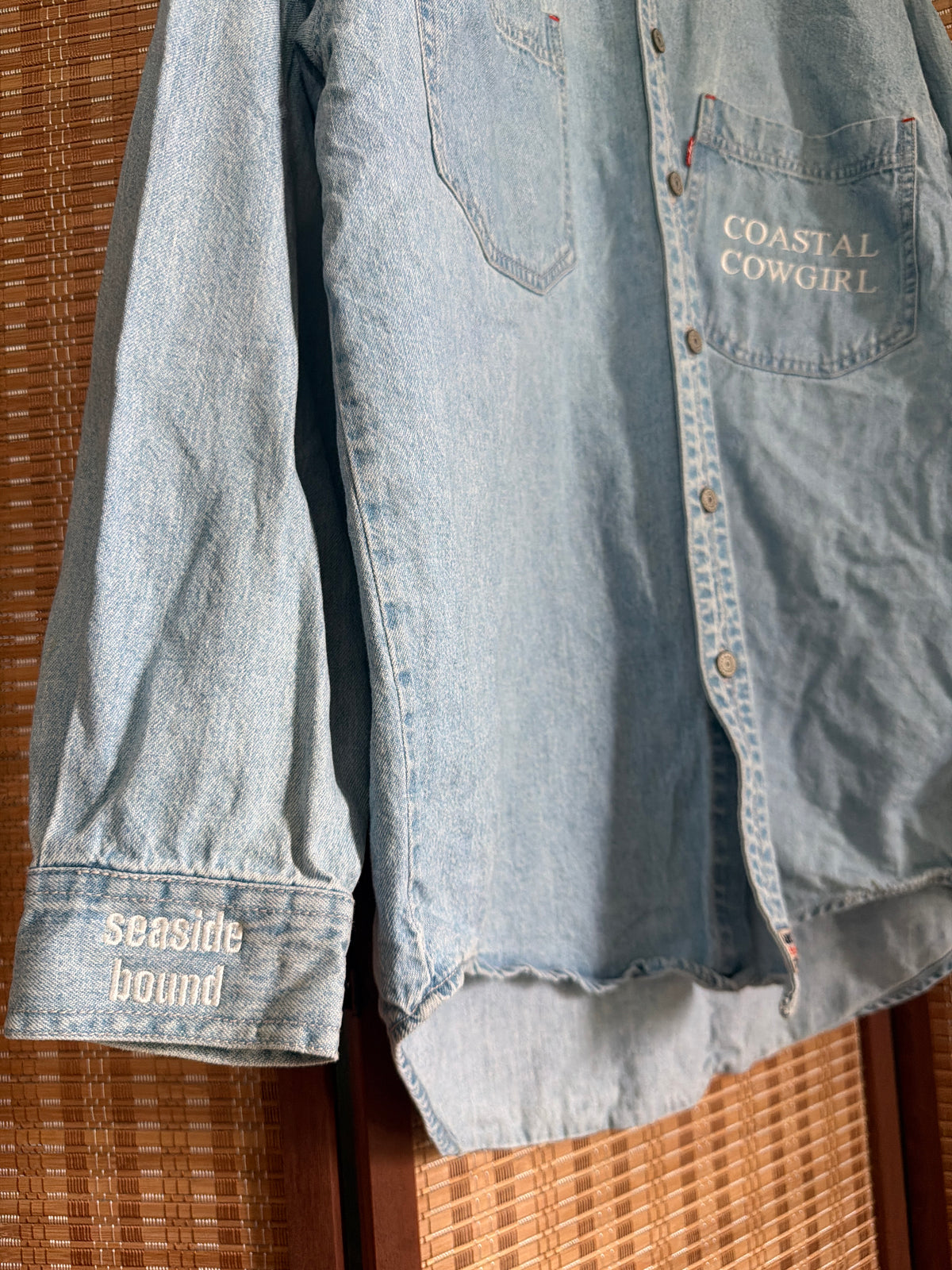 Light Blue Vintage Coastal Cowgirl Denim Button Down