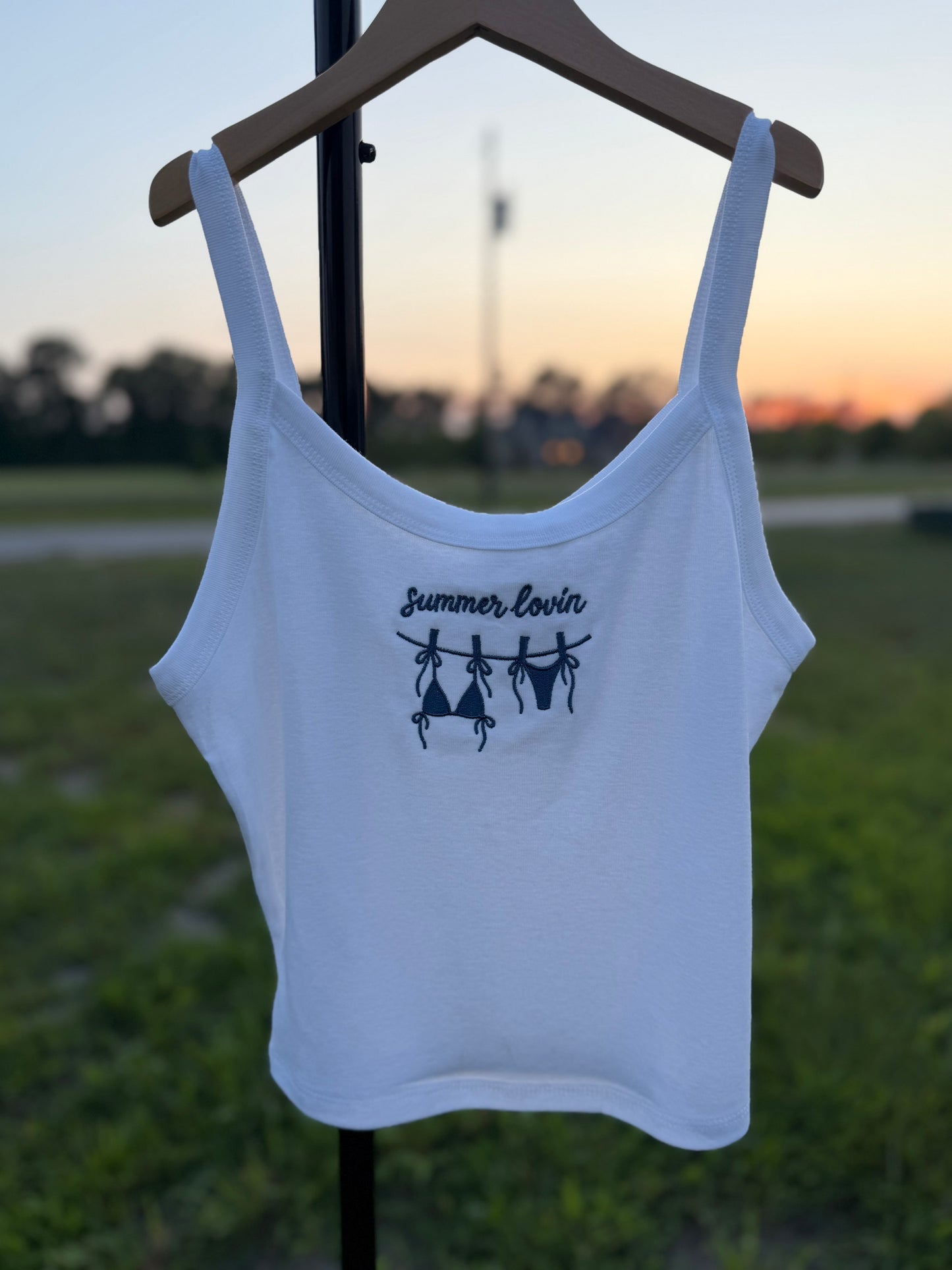 summer lovin sphagetti micro rib sphagetti strap tank and baby tee