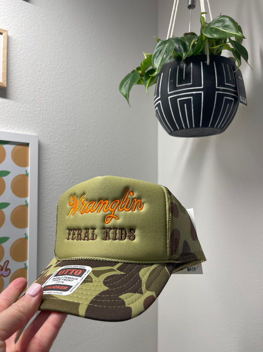 Wranglin Feral Kids  - Camouflauge Trucker Hat
