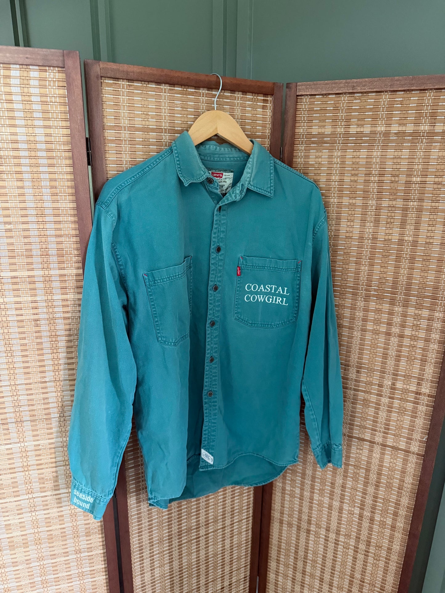 Vintage Green Coastal Cowgirl Button Down