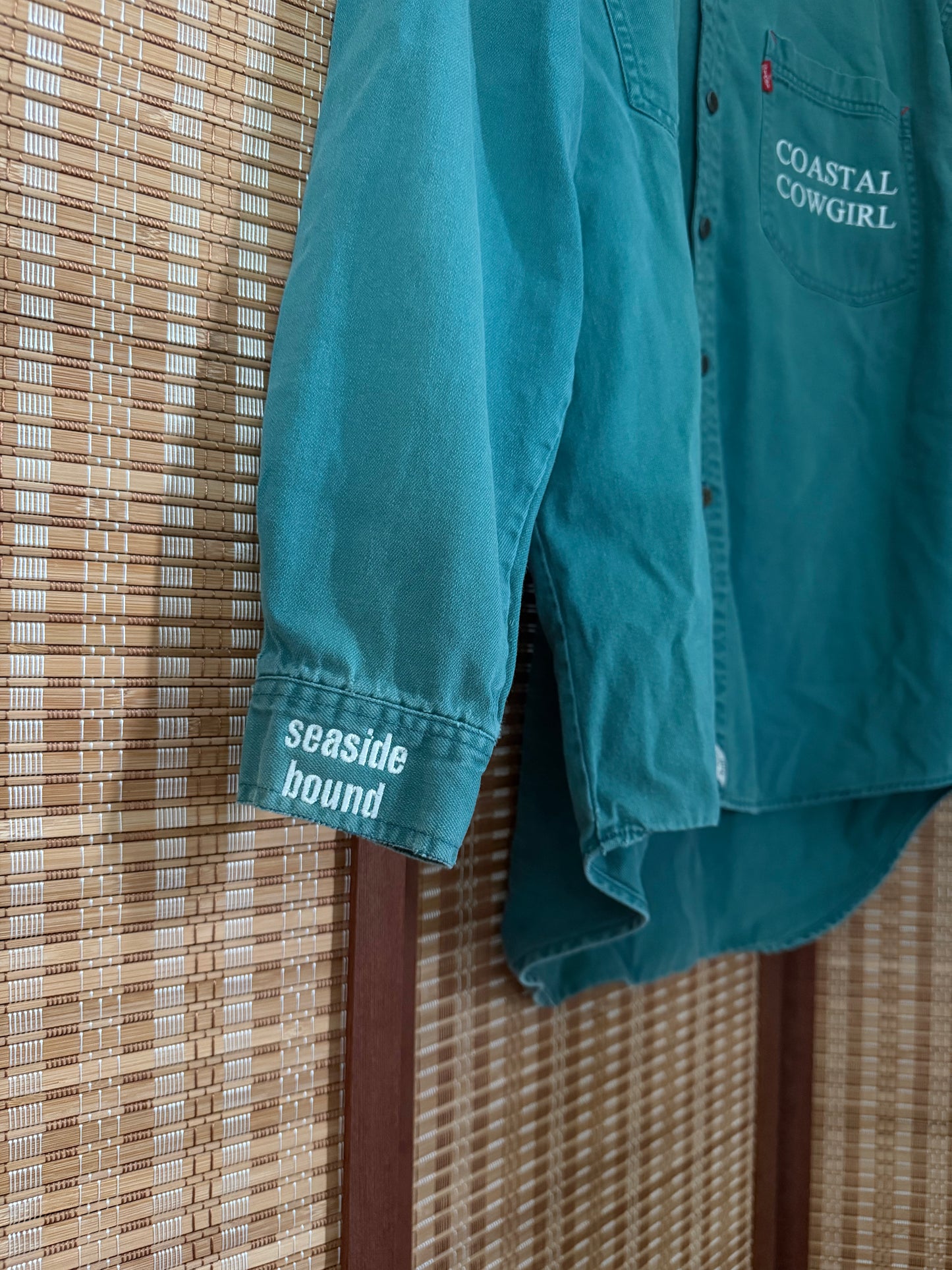 Vintage Green Coastal Cowgirl Button Down