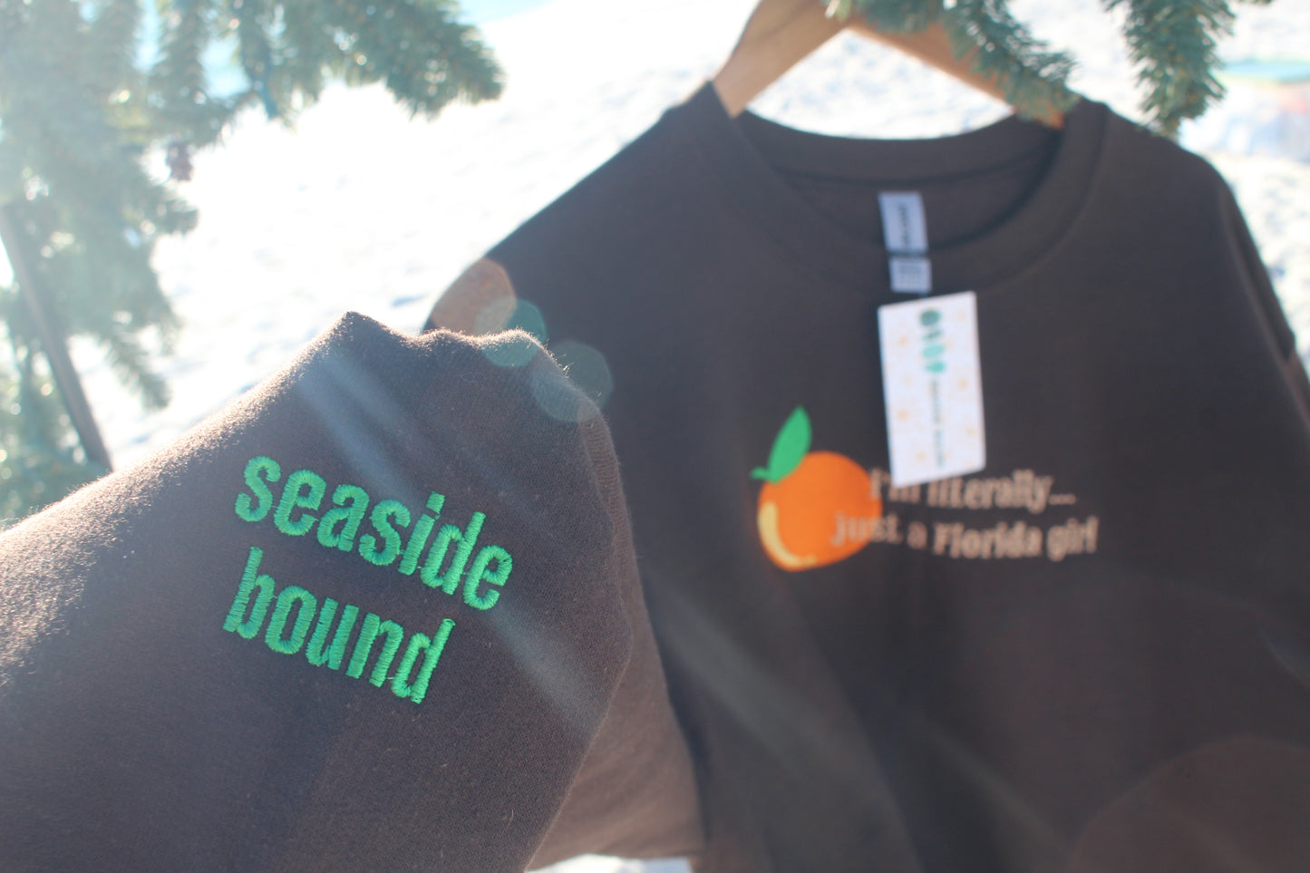 "I'm literally... just a Florida girl" Gildan Crewneck Sweatshirt in Dark Chocolate