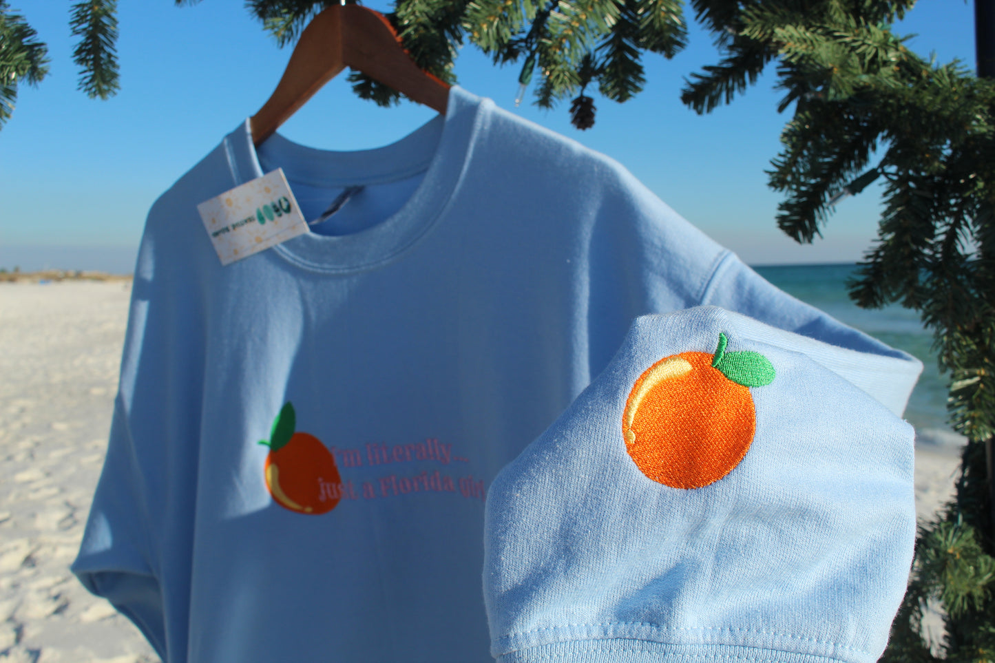 "I'm literally... just a Florida girl" Gildan Crewneck Sweatshirt in Light Blue