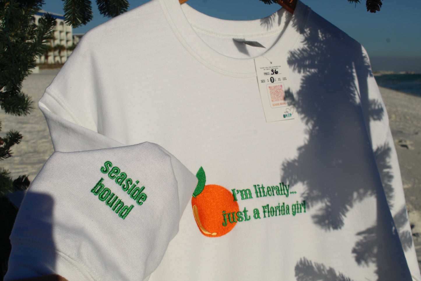 "I'm literally... just a Florida girl" Gildan Crewneck Sweatshirt in White