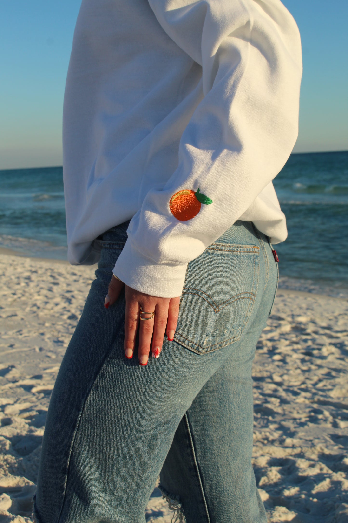 "I'm literally... just a Florida girl" Gildan Crewneck Sweatshirt in White