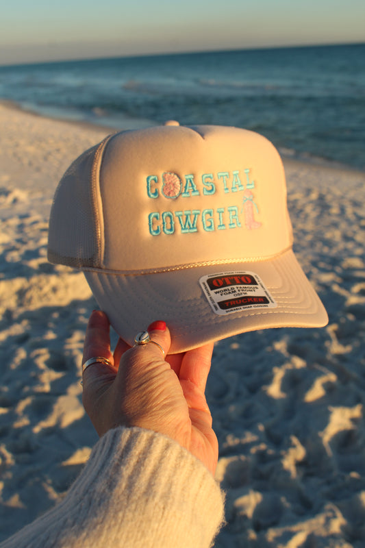 Coastal Cowgirl- Tan Otto Trucker Hat (white inside shell)